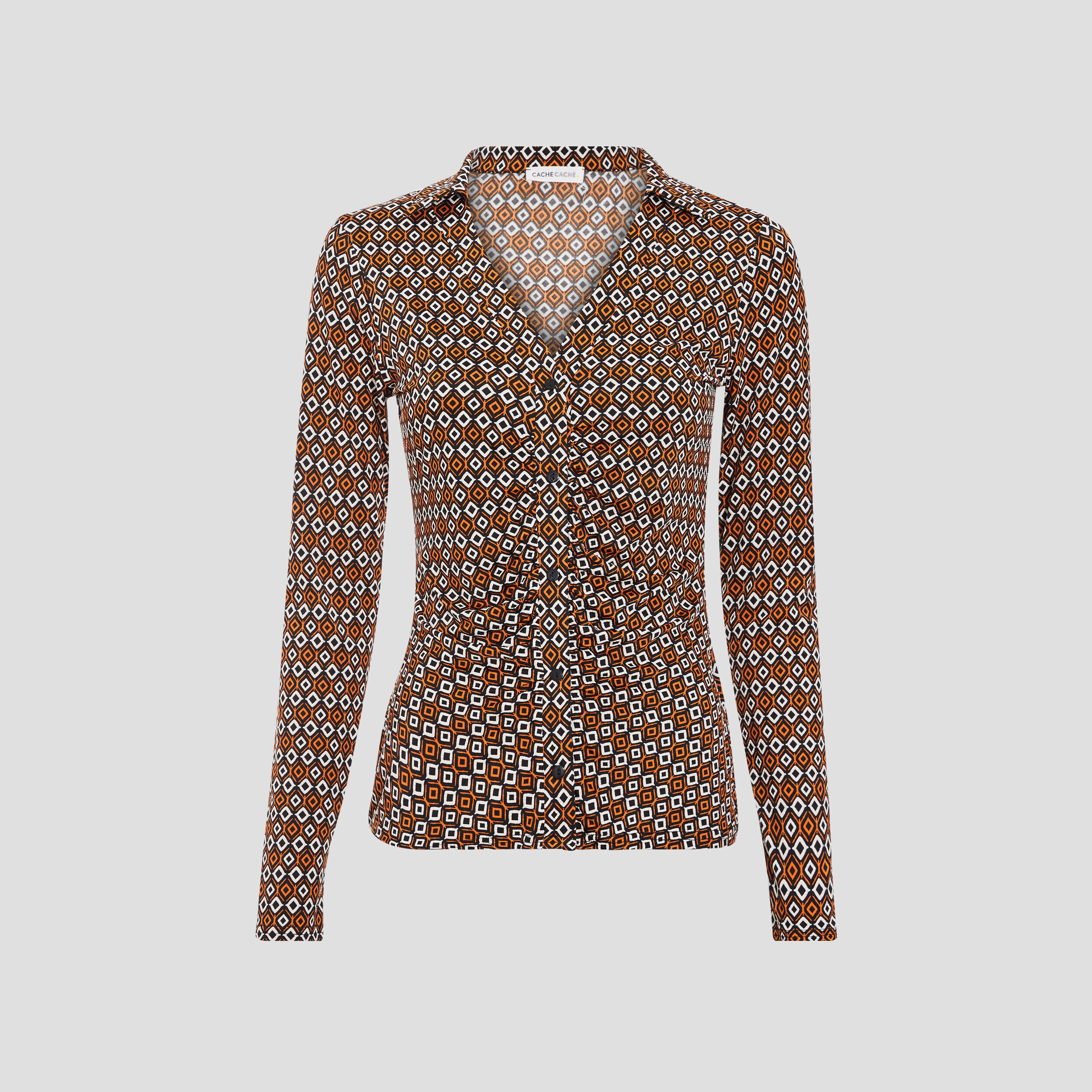 Chemise à manches longues orange femme | Cache Cache