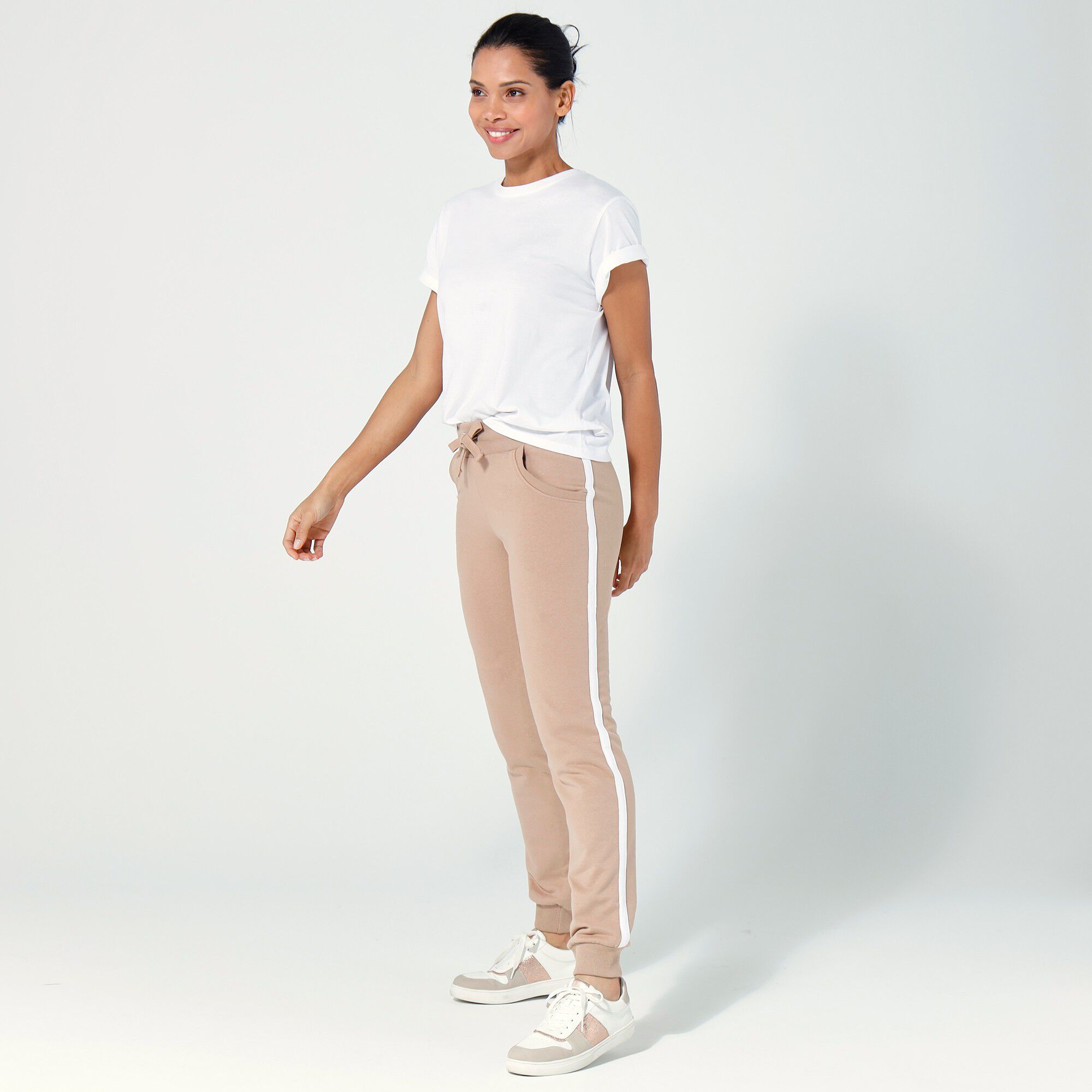 Pantalon jogging molleton bicolore