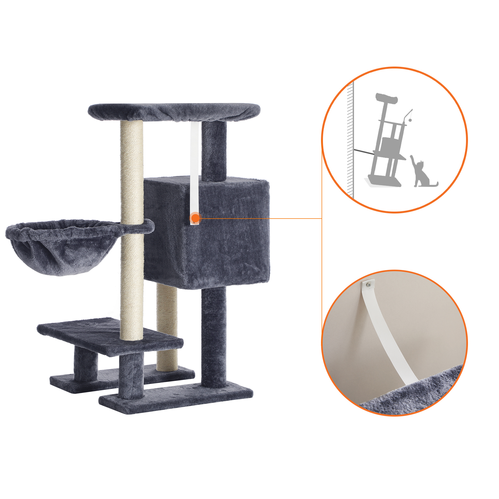 FEANDREA Kratzbäume FEANDREA Kratzbaum 84cm Rauchgrau dunkelgrau