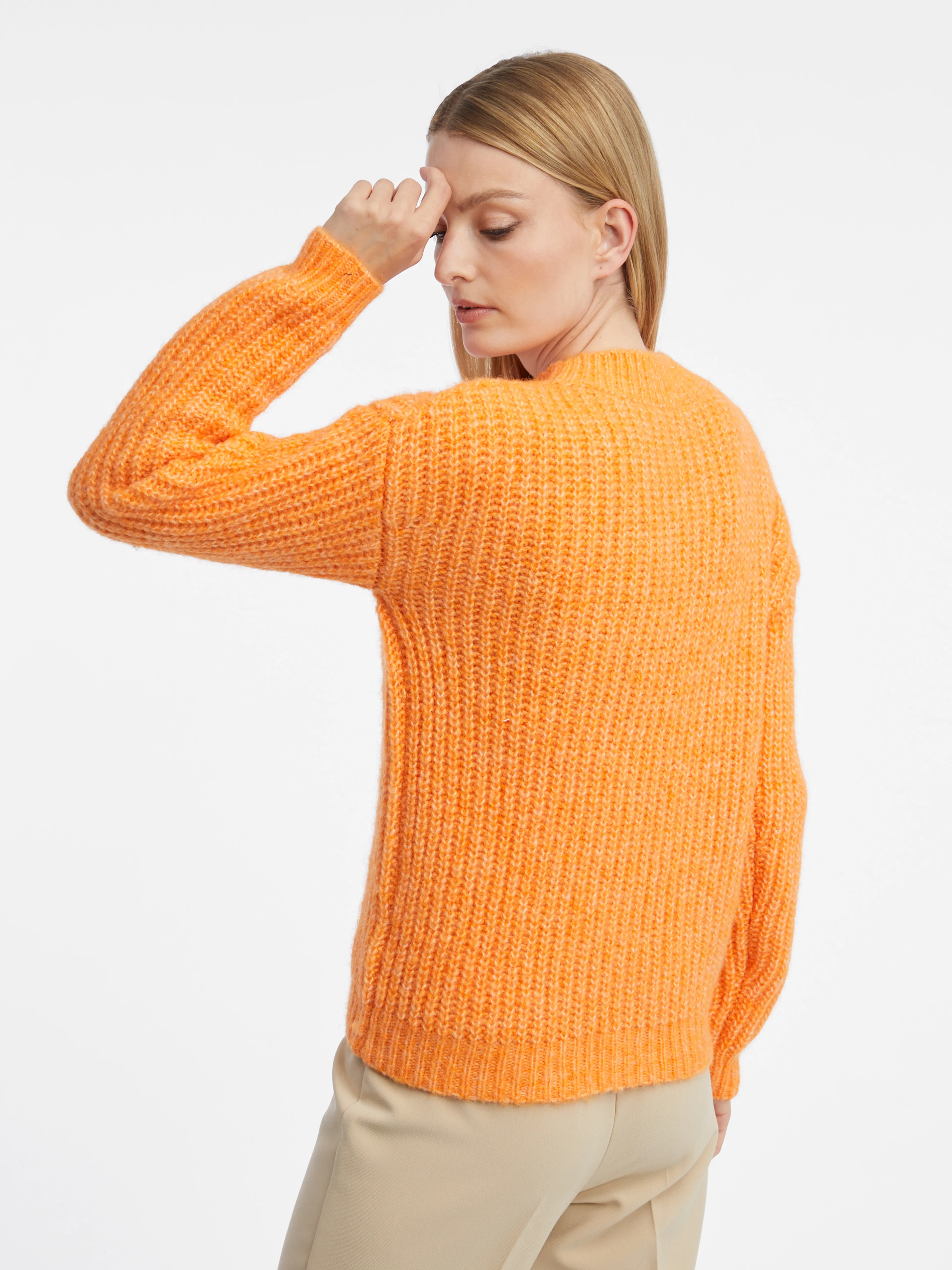 Orangefarbener Damen-Ripp-Pullover ORSAY