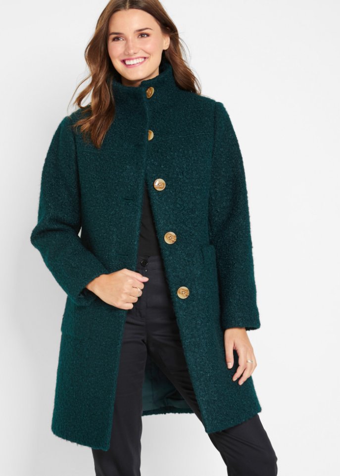 Boucle-Mantel mit Taschen