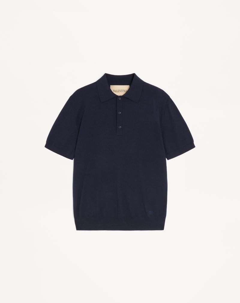 Valentino poloshirt i uld med V-logo-broderi