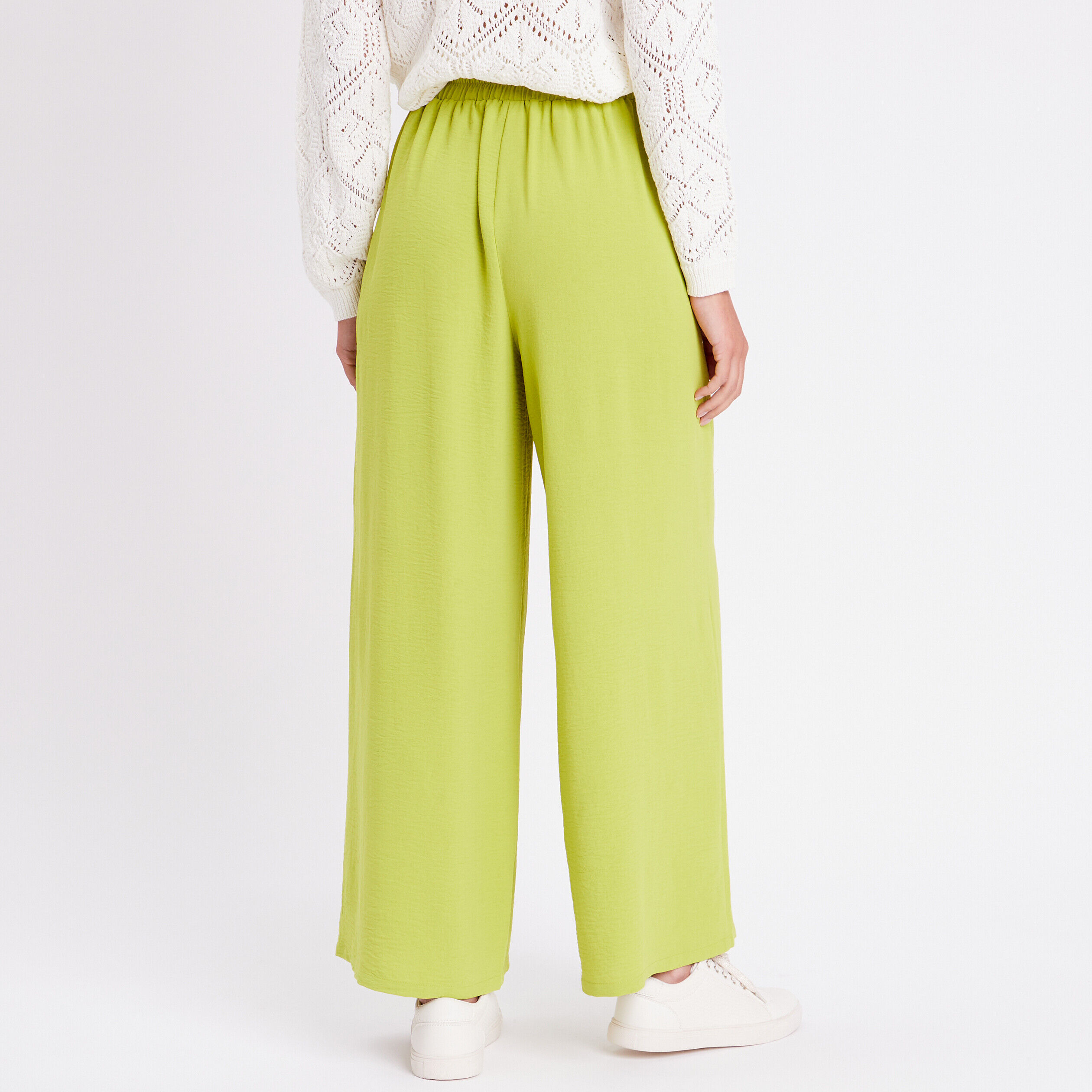 Pantalon droit fluide vert anis femme | Cache Cache