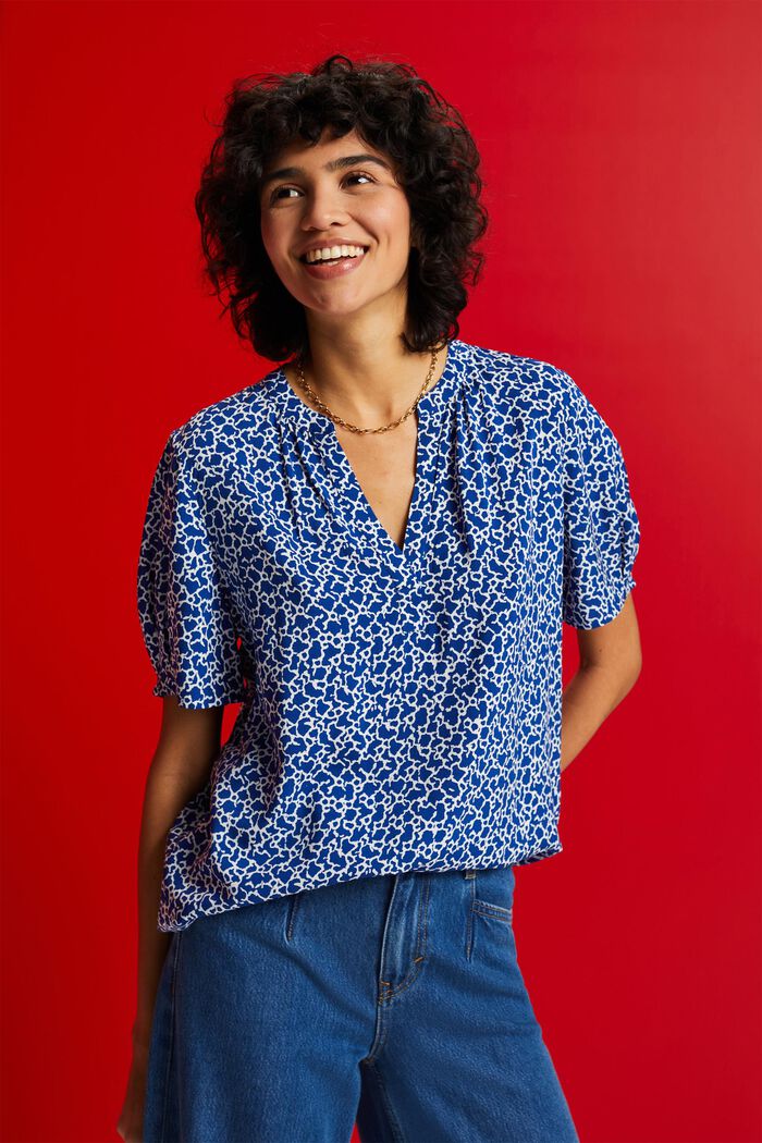 Florale Bluse mit V-Ausschnitt