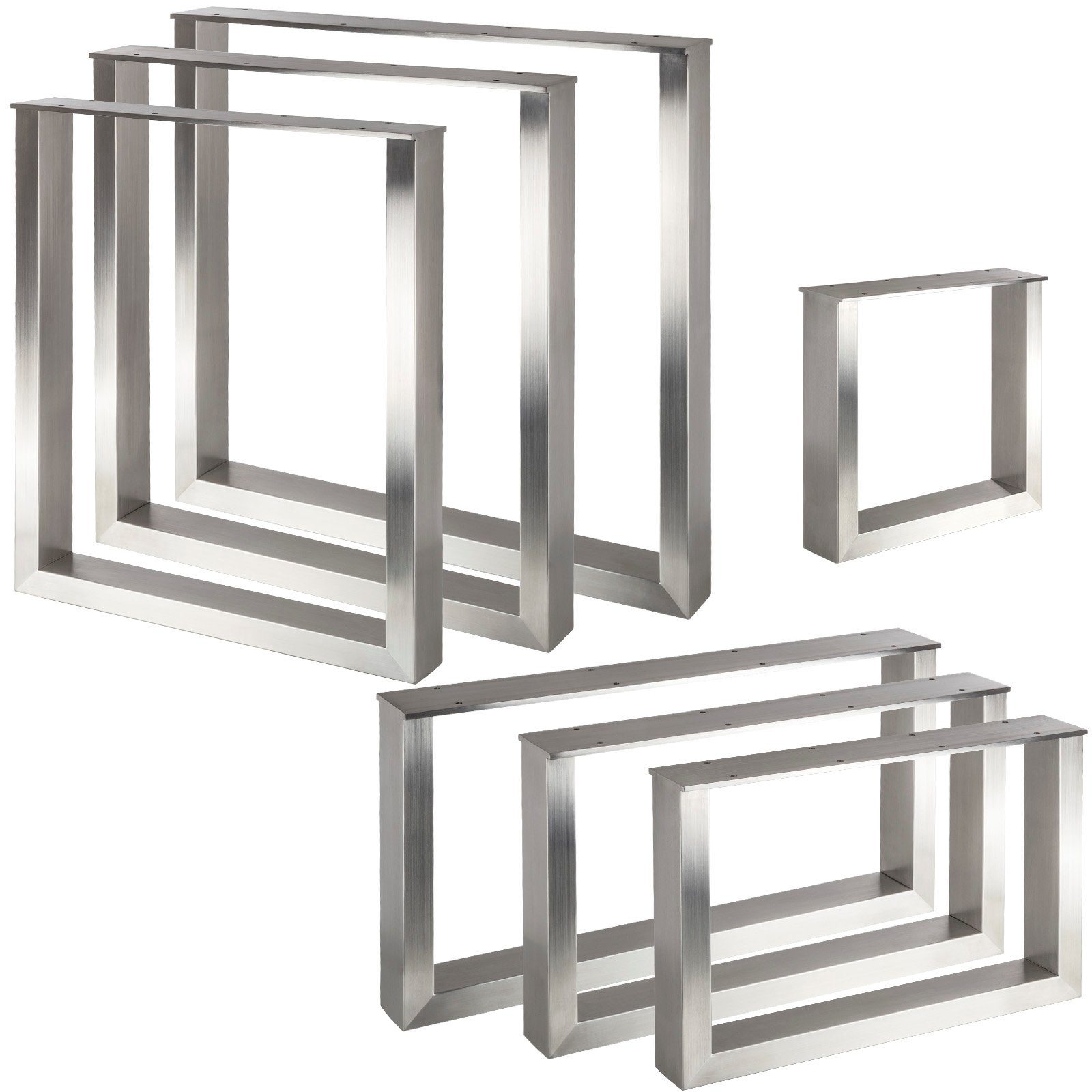 SO-TECH® Tischgestell TAB echt Edelstahl Profil 80 x 40 mm, bis Höhe: 720 mm und Tiefe: 800 mm