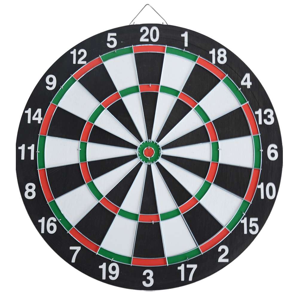 MUWO doppelseitige Dartscheibe mit 6 Pfeilen Set