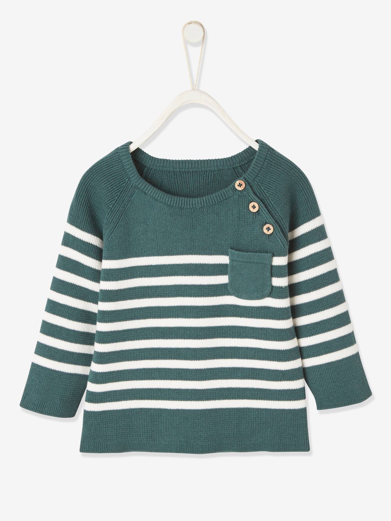 Pull marinière bébé caramel rayé