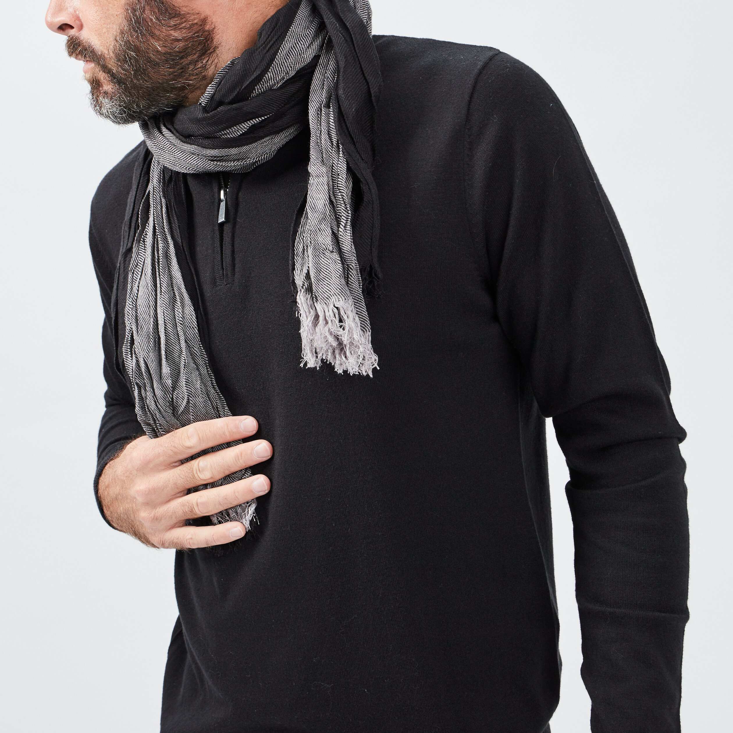 Foulard effet froissé noir homme | La Halle