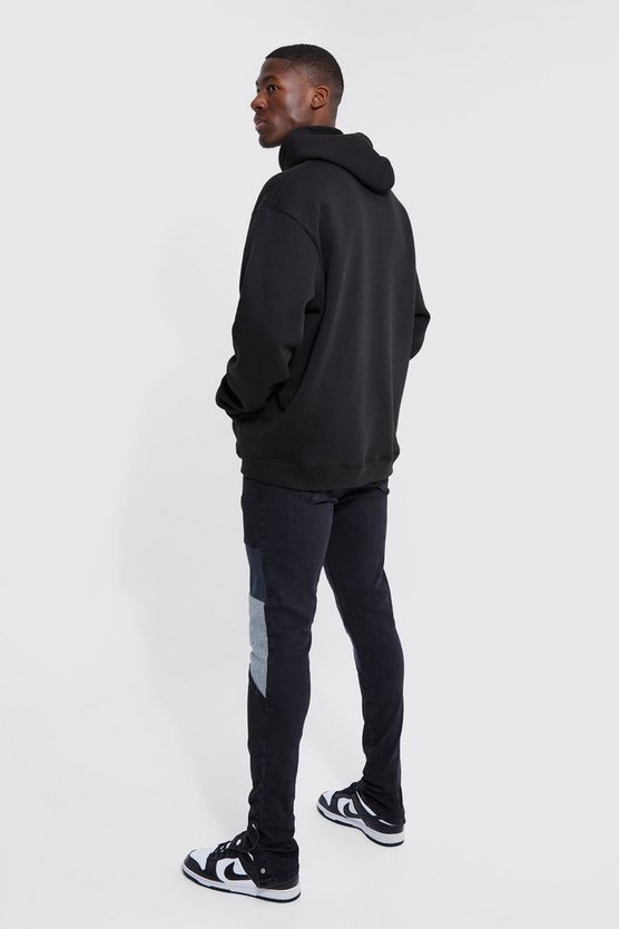 Tall Skinny Stretch Moto-Jeans mit Druckknöpfen