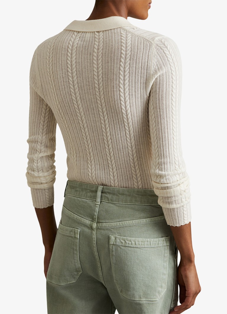 Reiss cable-knit wool pullover with polo collar