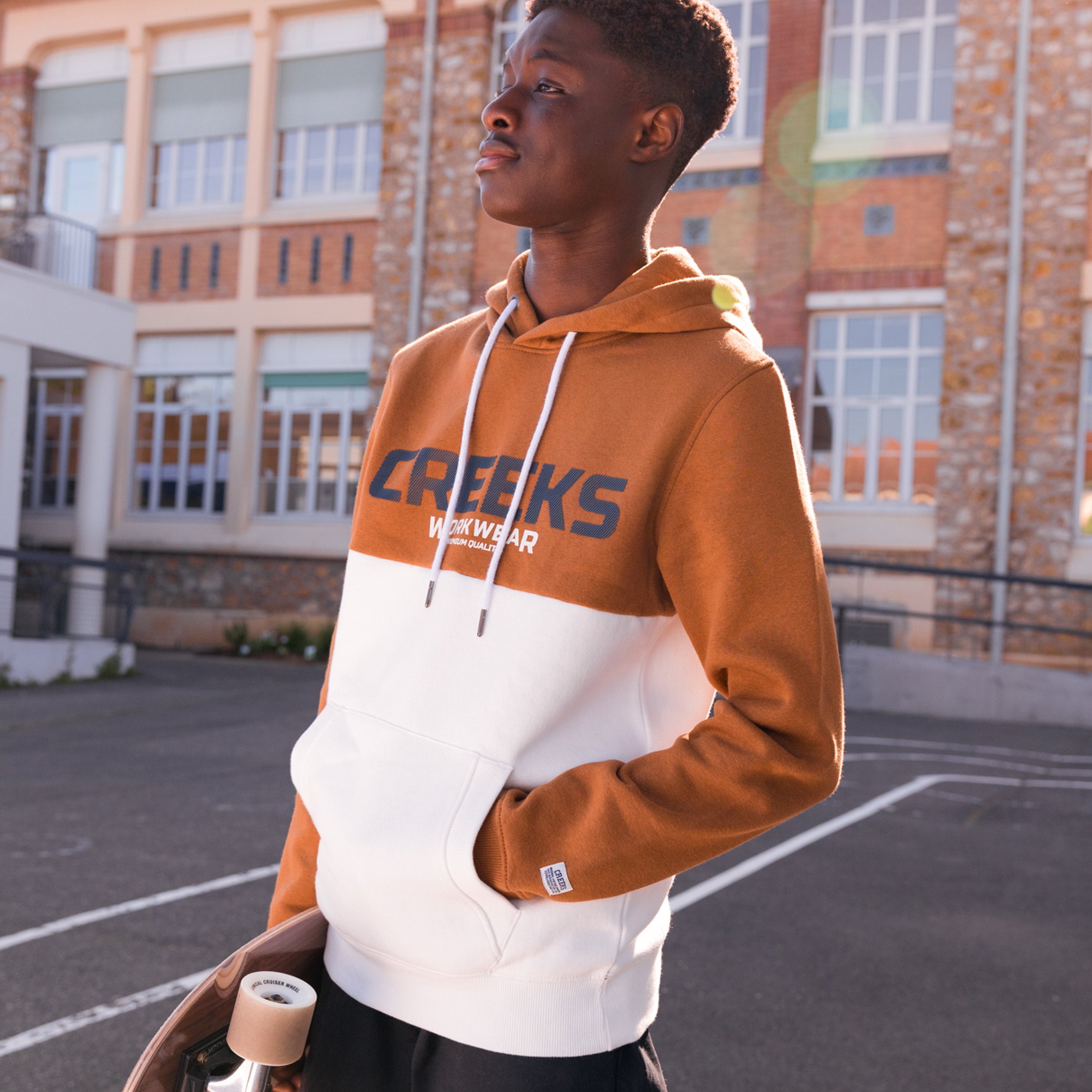 Sweat à capuche hoodie Creeks marron homme | La Halle