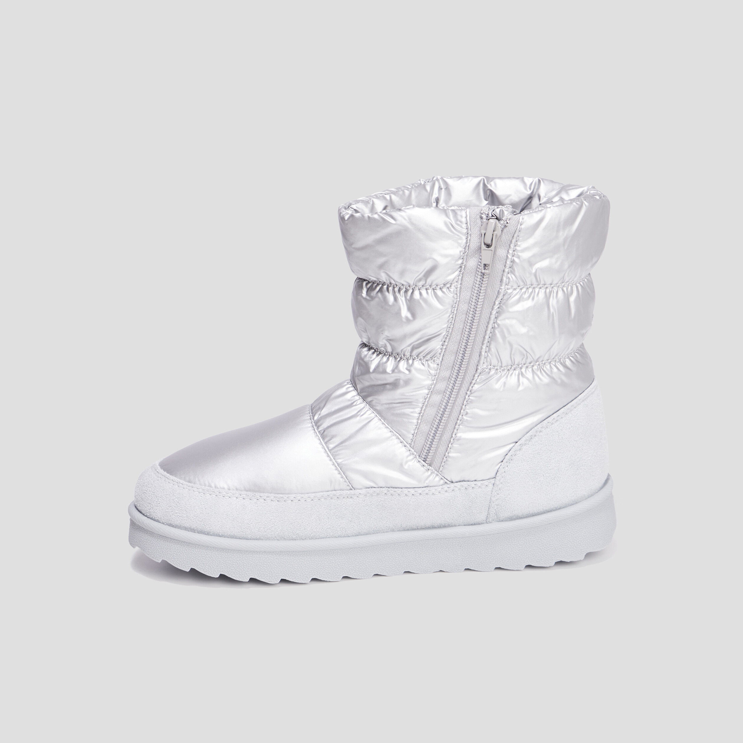 Bottines matelassées doublées gris argent femme | La Halle