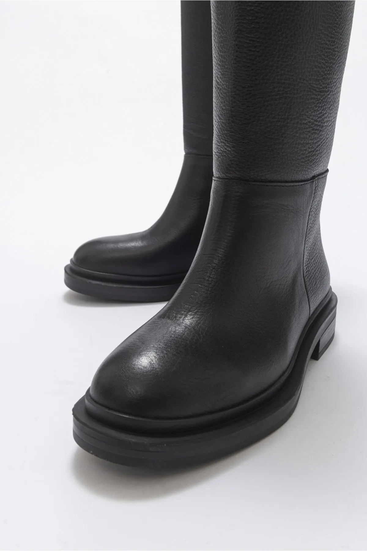 LuviShoes  Tempo Black Floater Damenstiefel aus echtem Leder