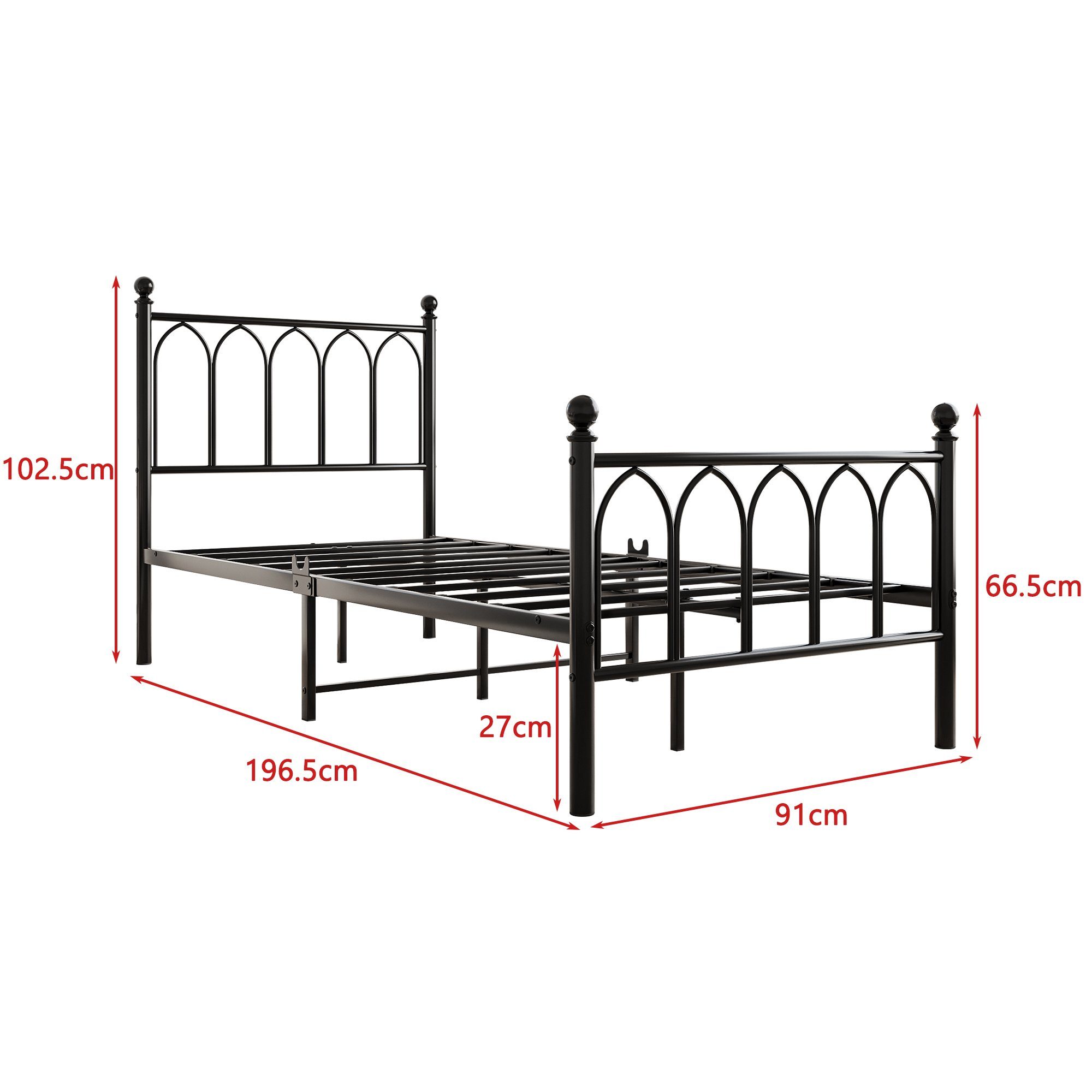 HAUSS SPLOE Metallbett Metallbett Bettgestelle Einzelbett Bettrahmen (90x190cm)