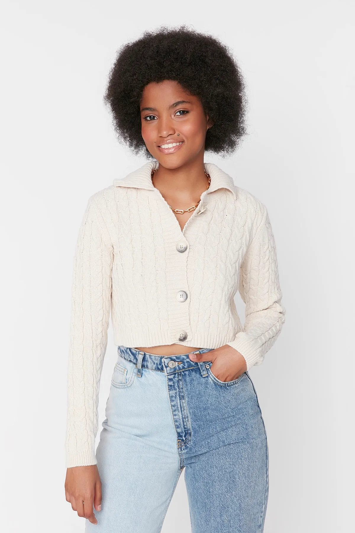 Trendyol Collection  Stone Crop Strick-Cardigan TWOAW22HI0344