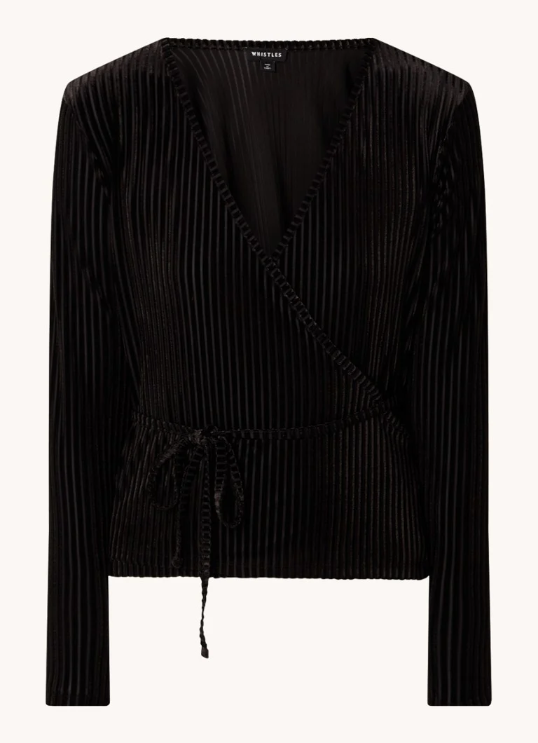Whistles Semi-transparent velvet wraparound top