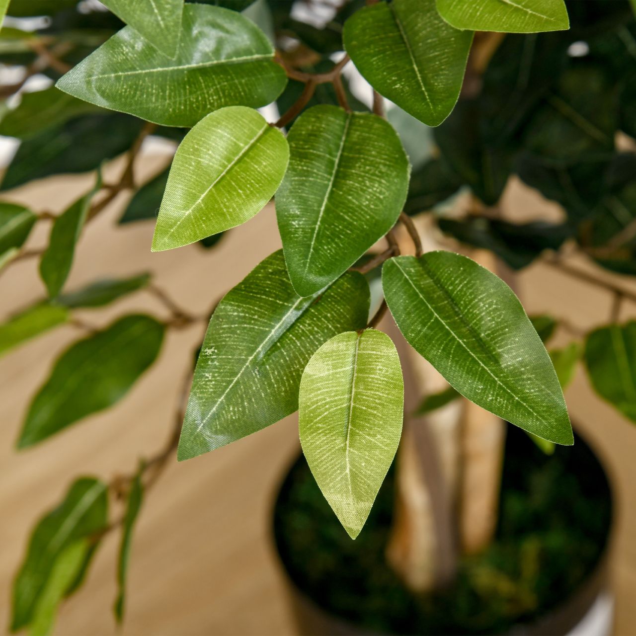 HOMCOM künstliche Pflanzen 150 cm künstlicher Ficus-baum Kunstpflanze Zimmerpflanze Dekopflanze Büropflanze Kunststofftopf für drinnen und draußen