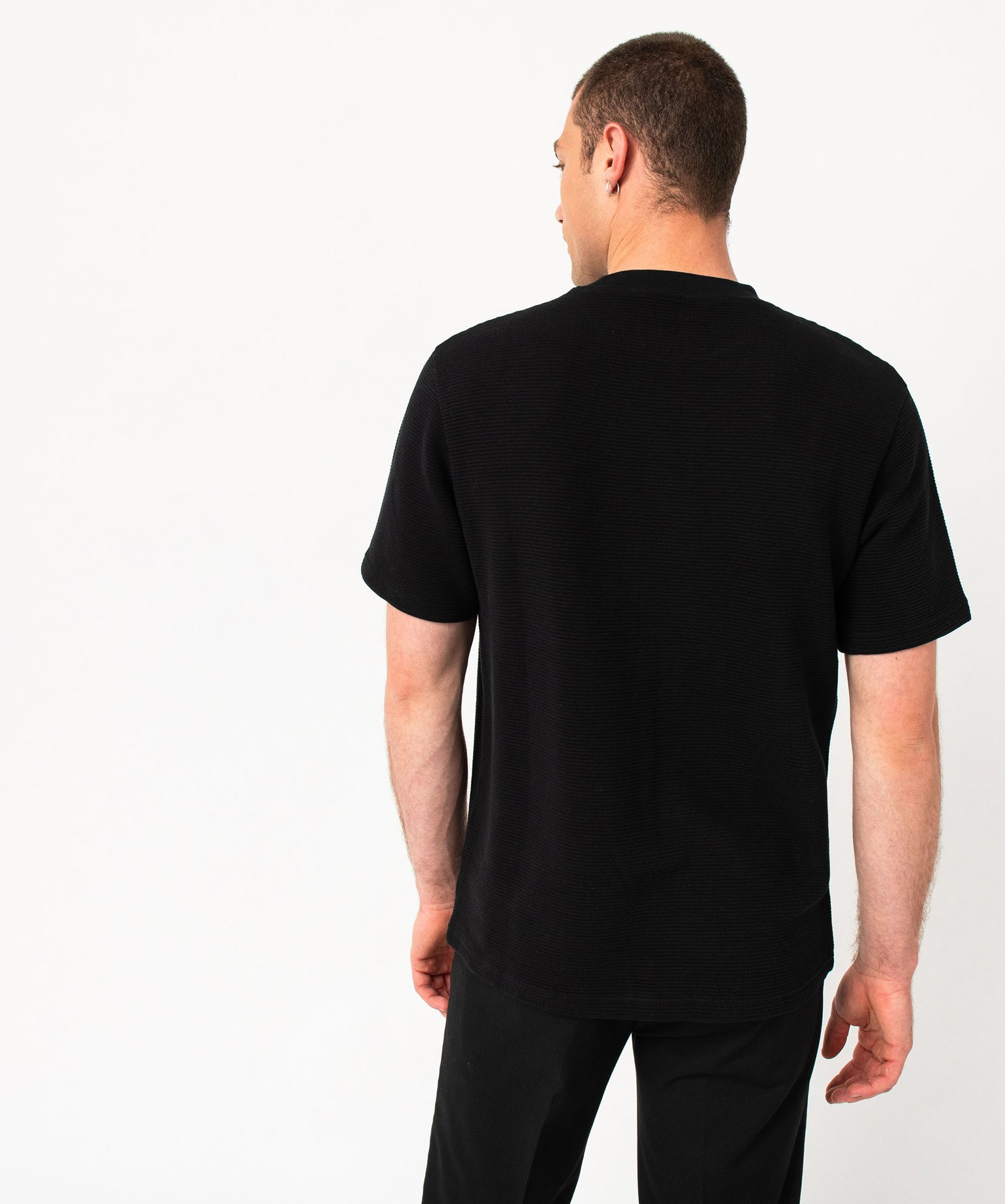 Tee-shirt manches courtes en coton texturé épais homme noir | GEMO