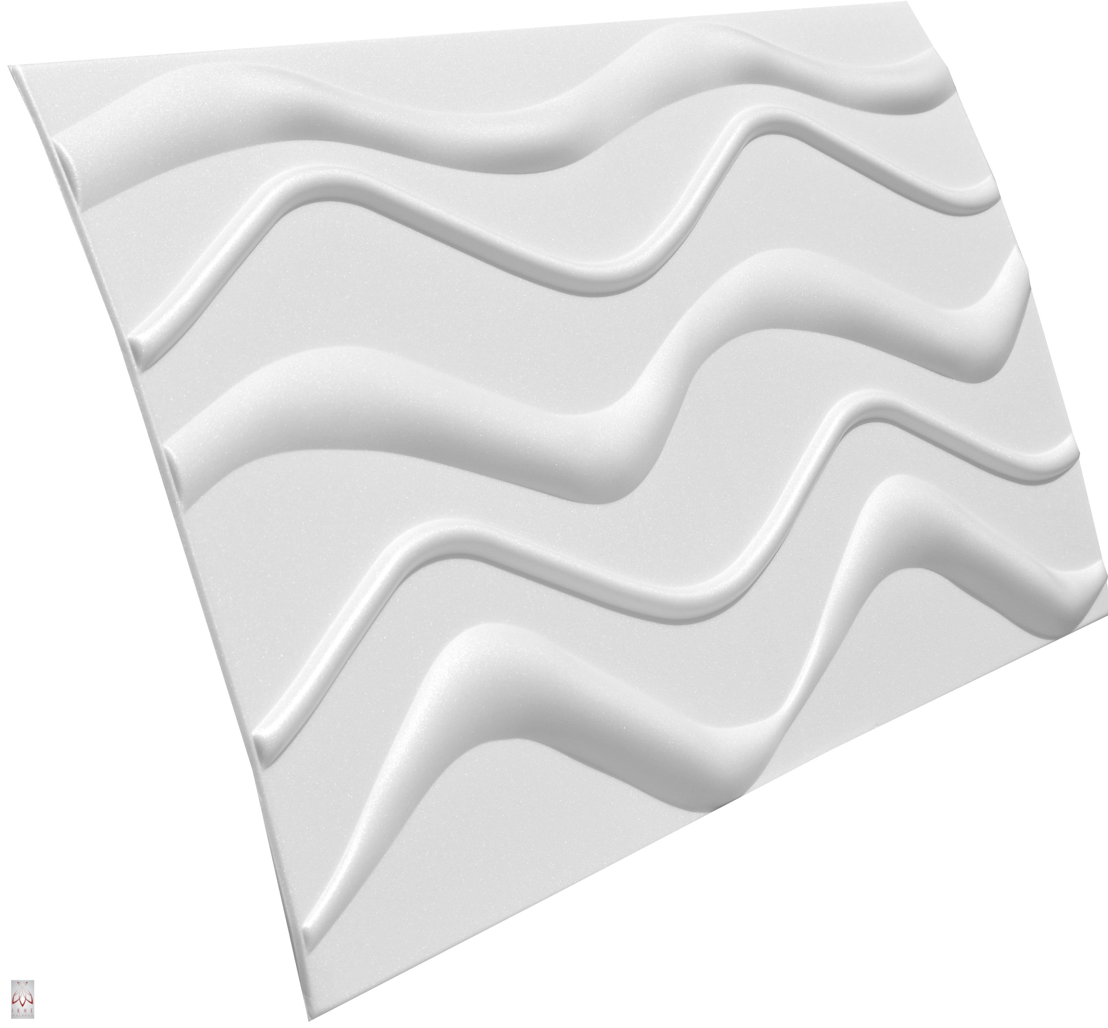 IKHEMalarka 3D Wandpaneel Big Wave Deckenpaneele Polystyrol XPS, BxL: 50,00x100,00 cm, 4,00 qm, (4m² - 8 Stück, 4m² - 8 Stück) Material ist Stoßempfindlich = zerbrechlich!