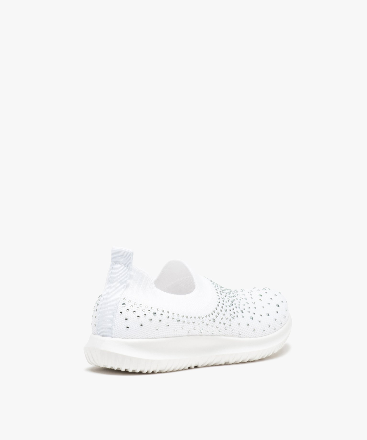 Baskets fille running unies à strass et sans lacets blanc | GEMO
