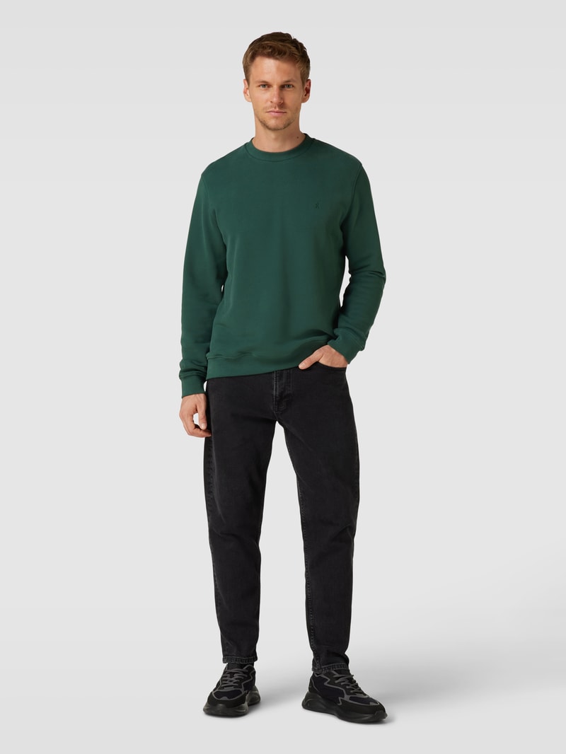 Sweatshirt mit Logo-Stitching Modell 'BAARO' in dunkelgrün