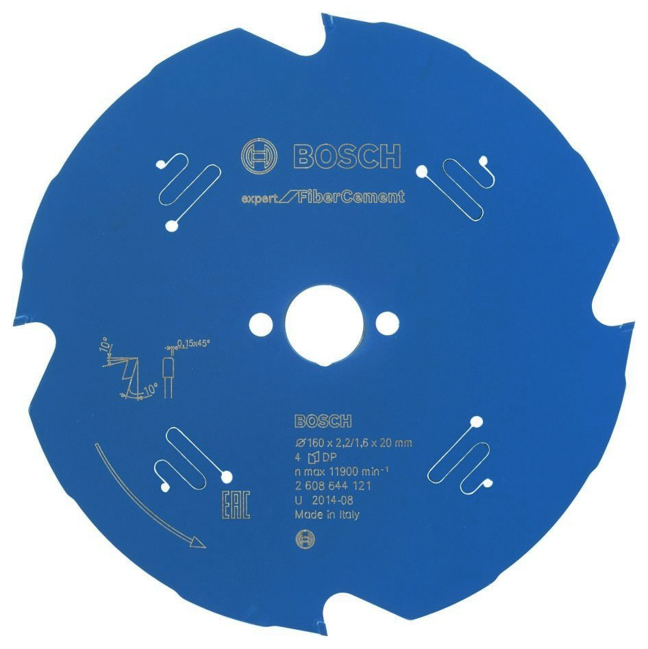 Lamă circulară din carbură Bosch Blue Accessories 2608644121, pentru fibrociment, Expert, 160 x 20 x 4 dinți