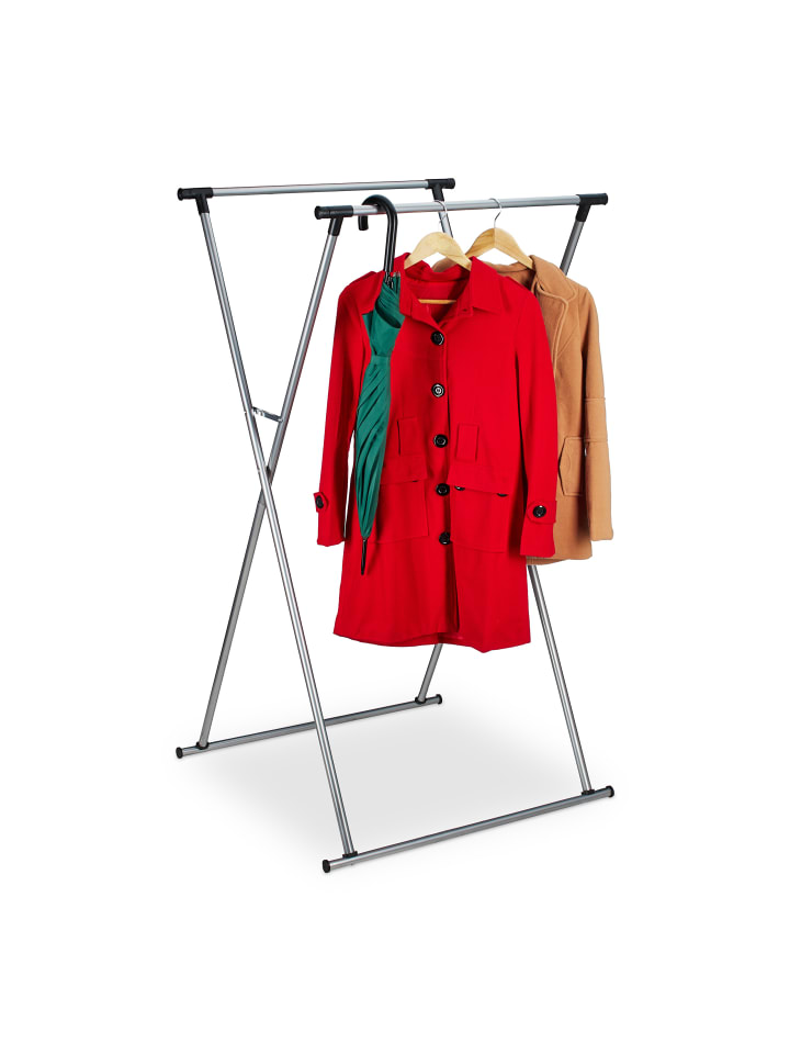 relaxdays Kleiderständer in Silber - (B)135 x (H)139 x (T)95 cm günstig kaufen onesize