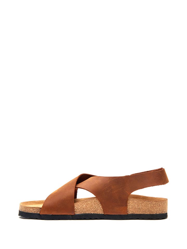 Comfortfusse Leder-Sandalen in Braun günstig kaufen