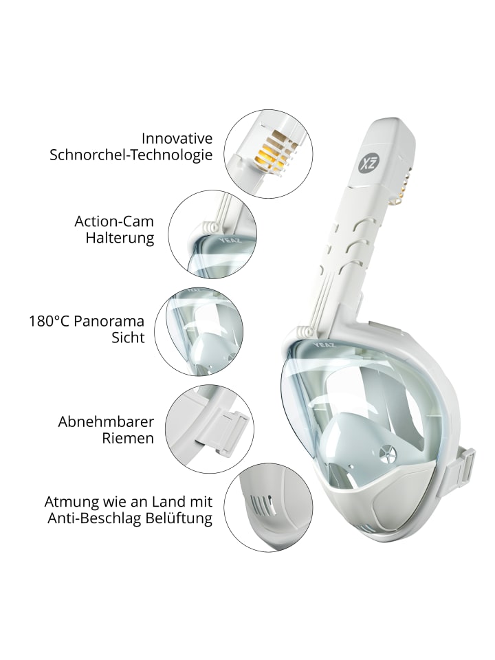 YEAZ OCEAN VIEW Schnorchelmaske Gr. S-M in weiß günstig kaufen S