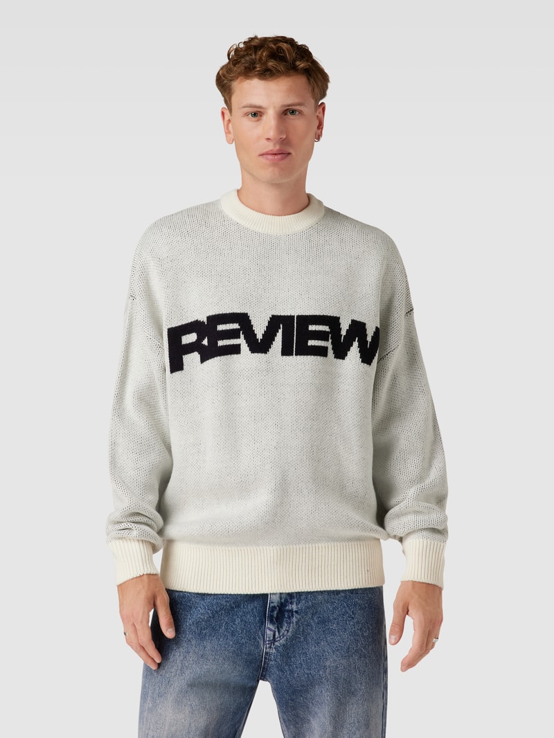 Strickpullover mit Label-Details in ecru