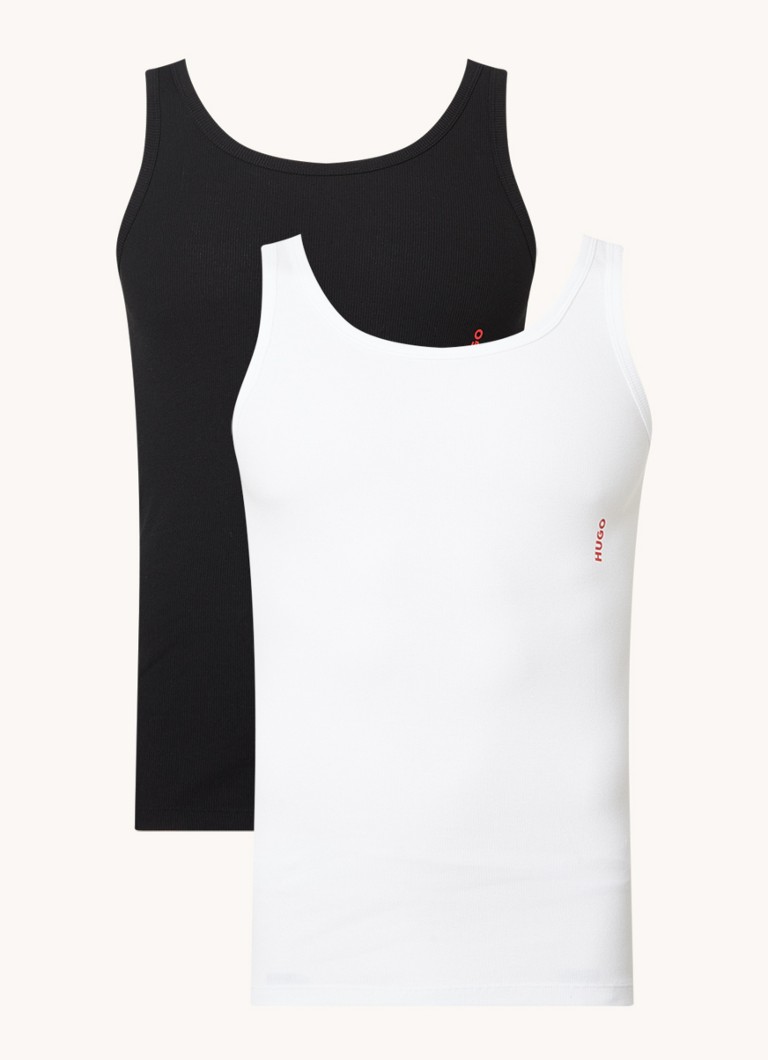 HUGO BOSS Cotton tank top with logo in 2-pack