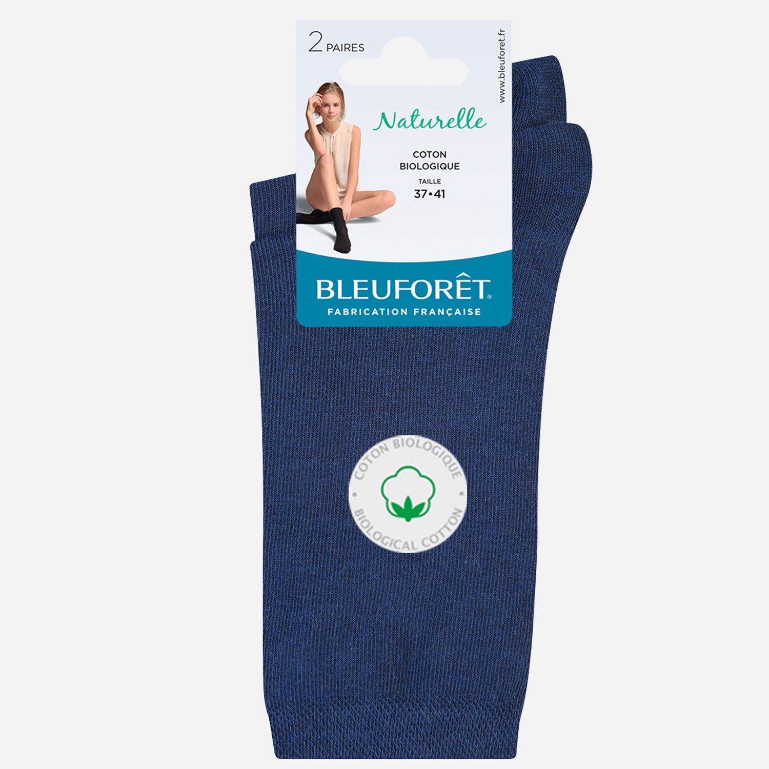Chaussettes bleues BLEUFORET bleues coton bio - 37-41