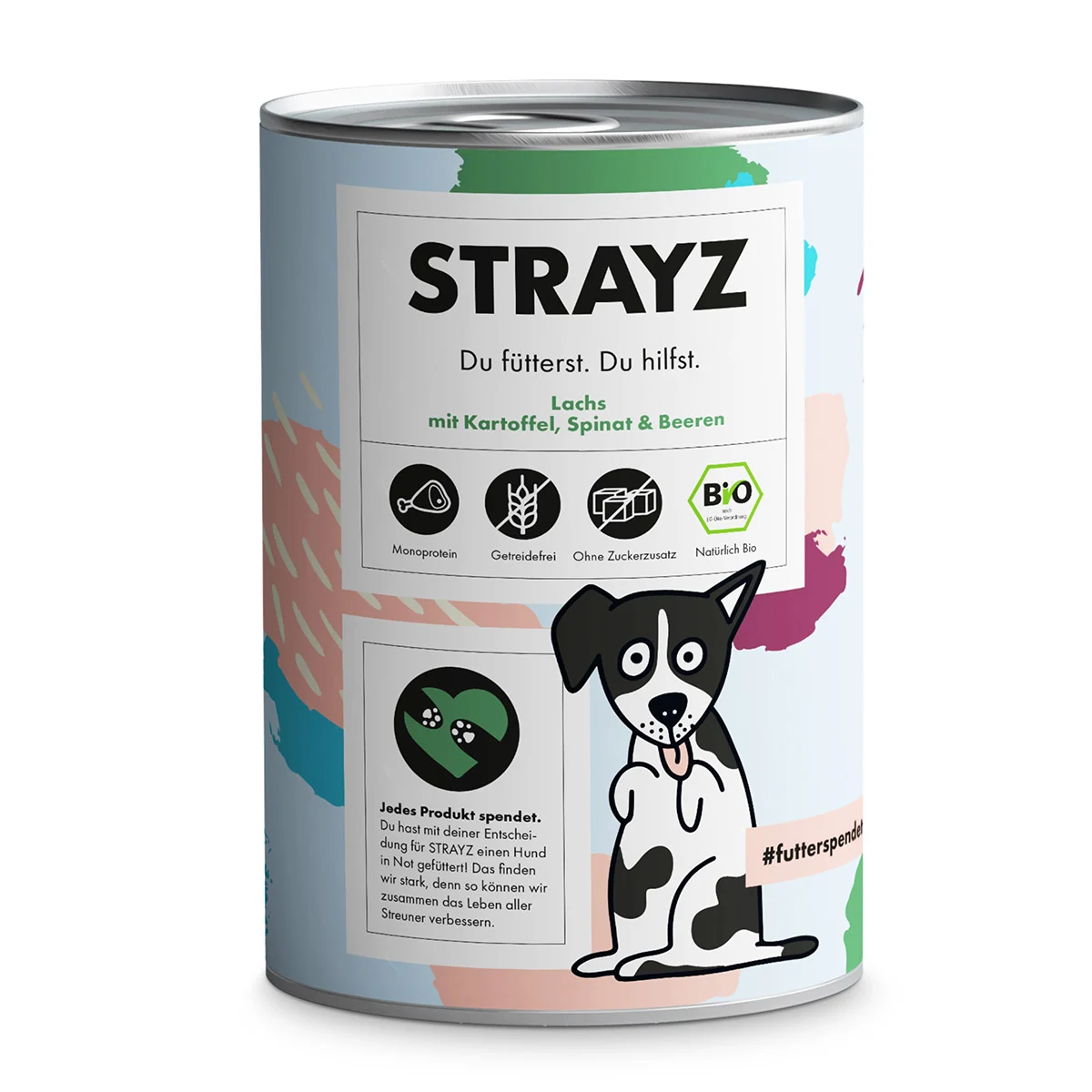 STRAYZ BIO Lachs mit Kartoffel, Spinat & Beeren bei ZooRoyal