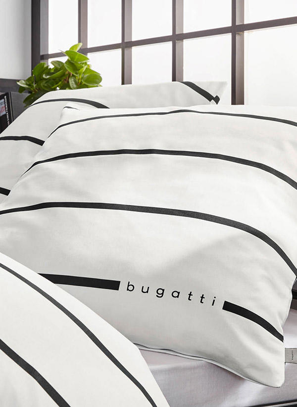 bugatti, Bettwäsche, 135x200 cm, Baumwoll-Satin, weiß-schwarz gestreift