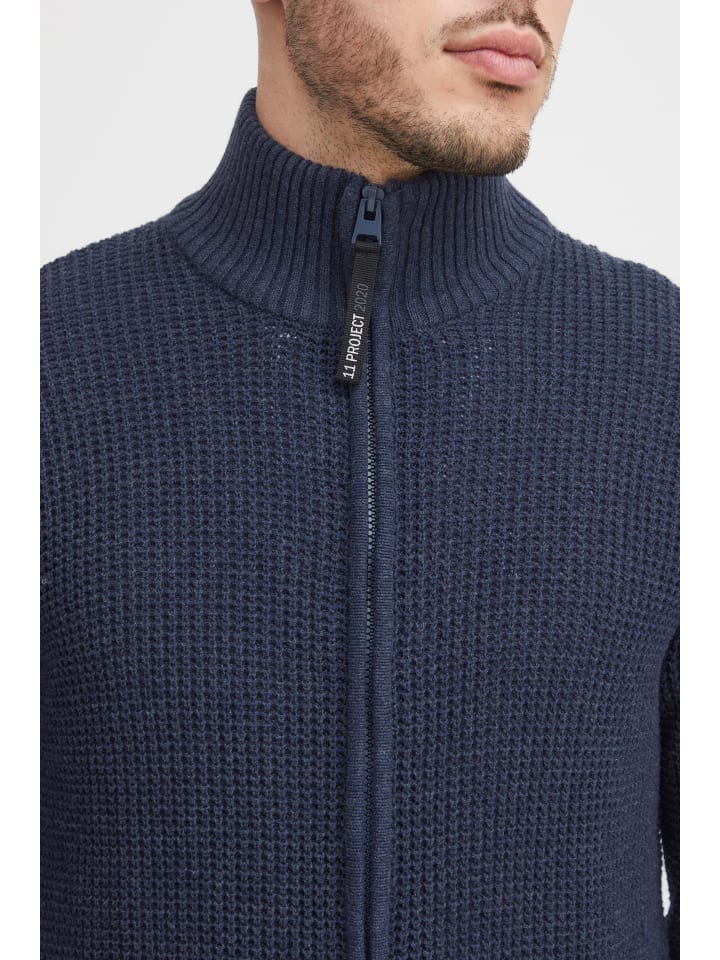 11 Project Strickjacke PRKimmo 21301063-ME  Lässige Strickjacke mit Perlfang in Blau günstig kaufen