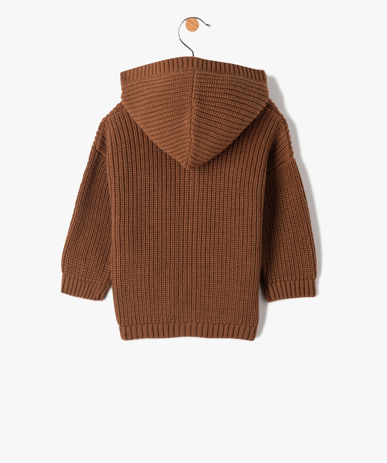 Gilet bébé Garçon à capuche en grosse maille marron | GEMO