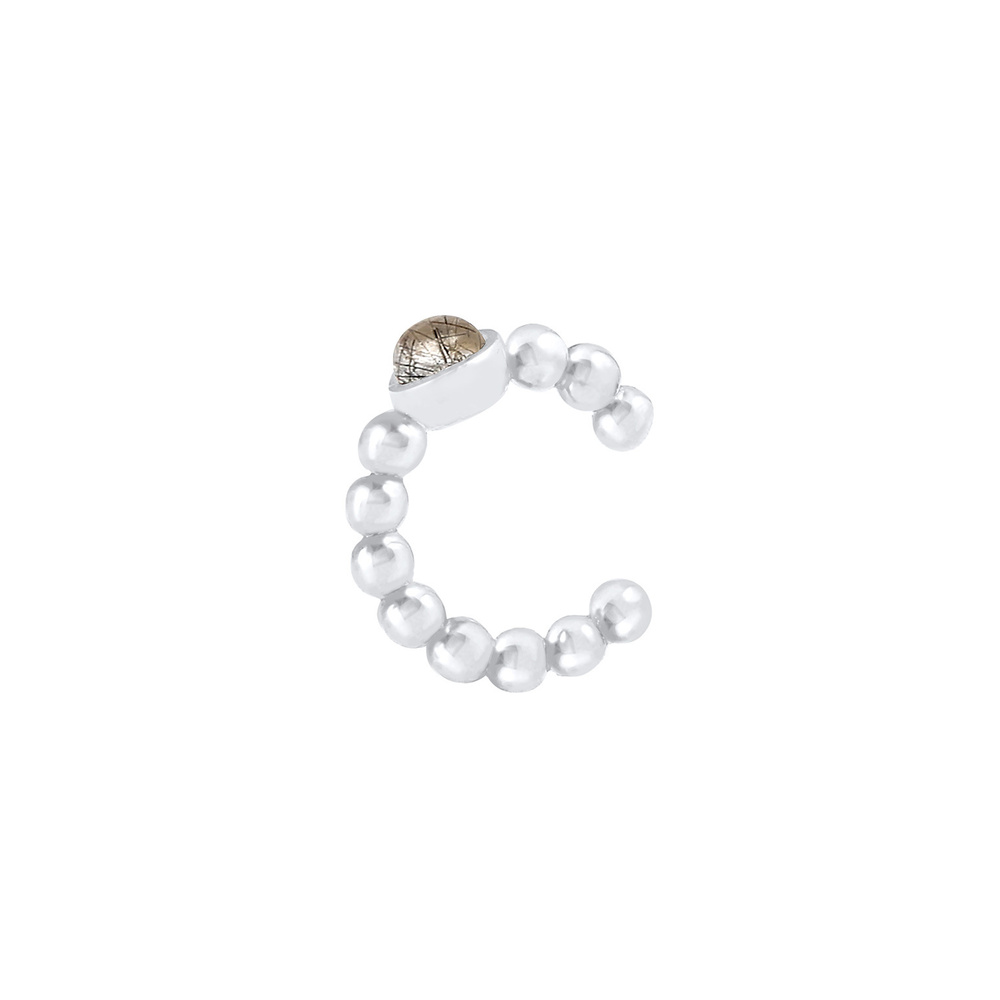 Elli Elli Boucles d'Oreilles Clip d'oreille simple pour dames Pierre de Lune en 925/10 Boucles d'oreilles