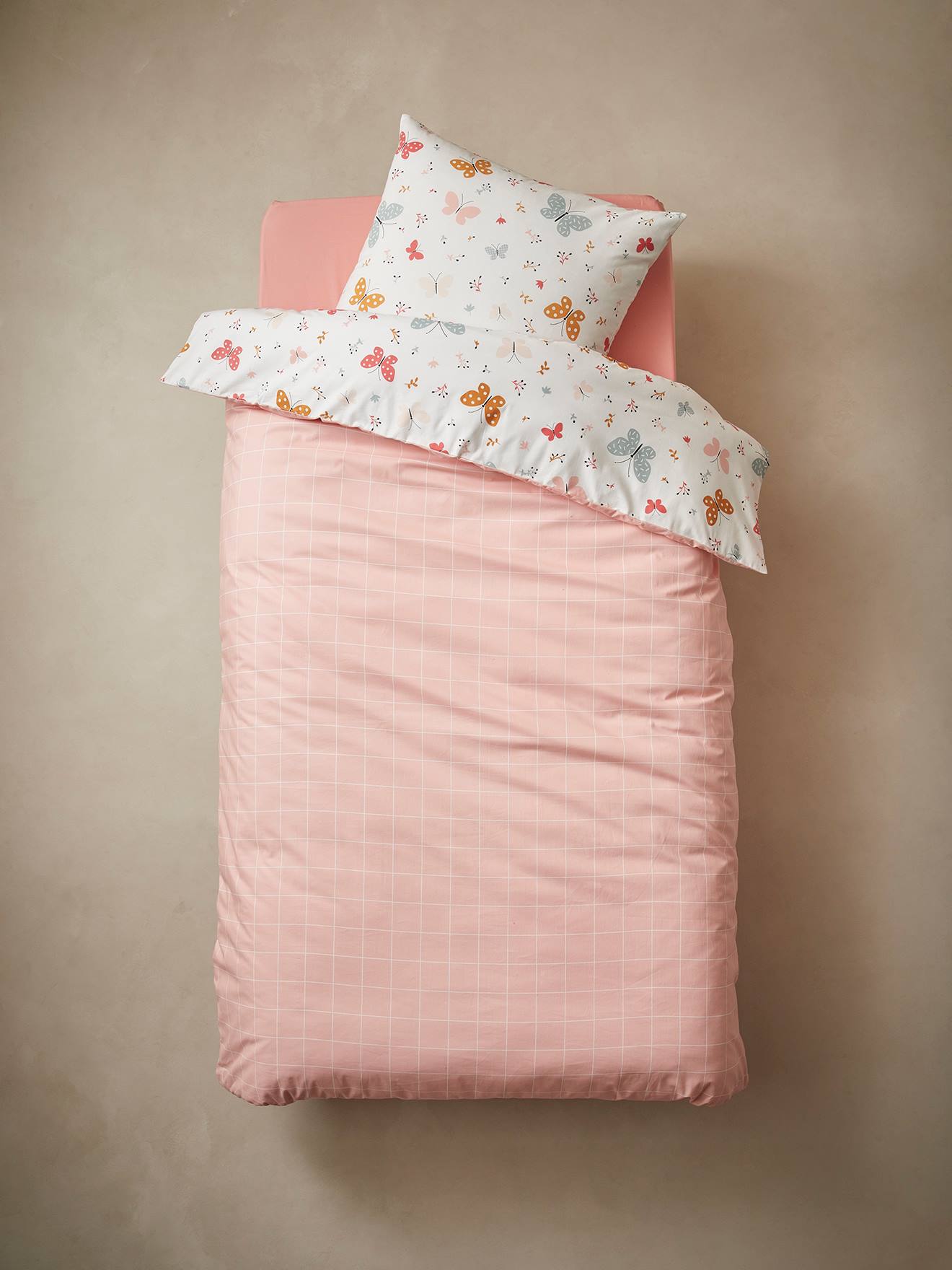 Vertbaudet Kinder Bettwäsche-Set SCHMETTERLINGE Oeko-Tex - rosa