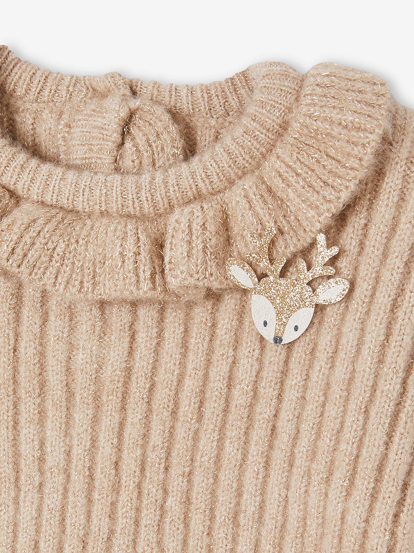 Pull collerette bébé beige chiné