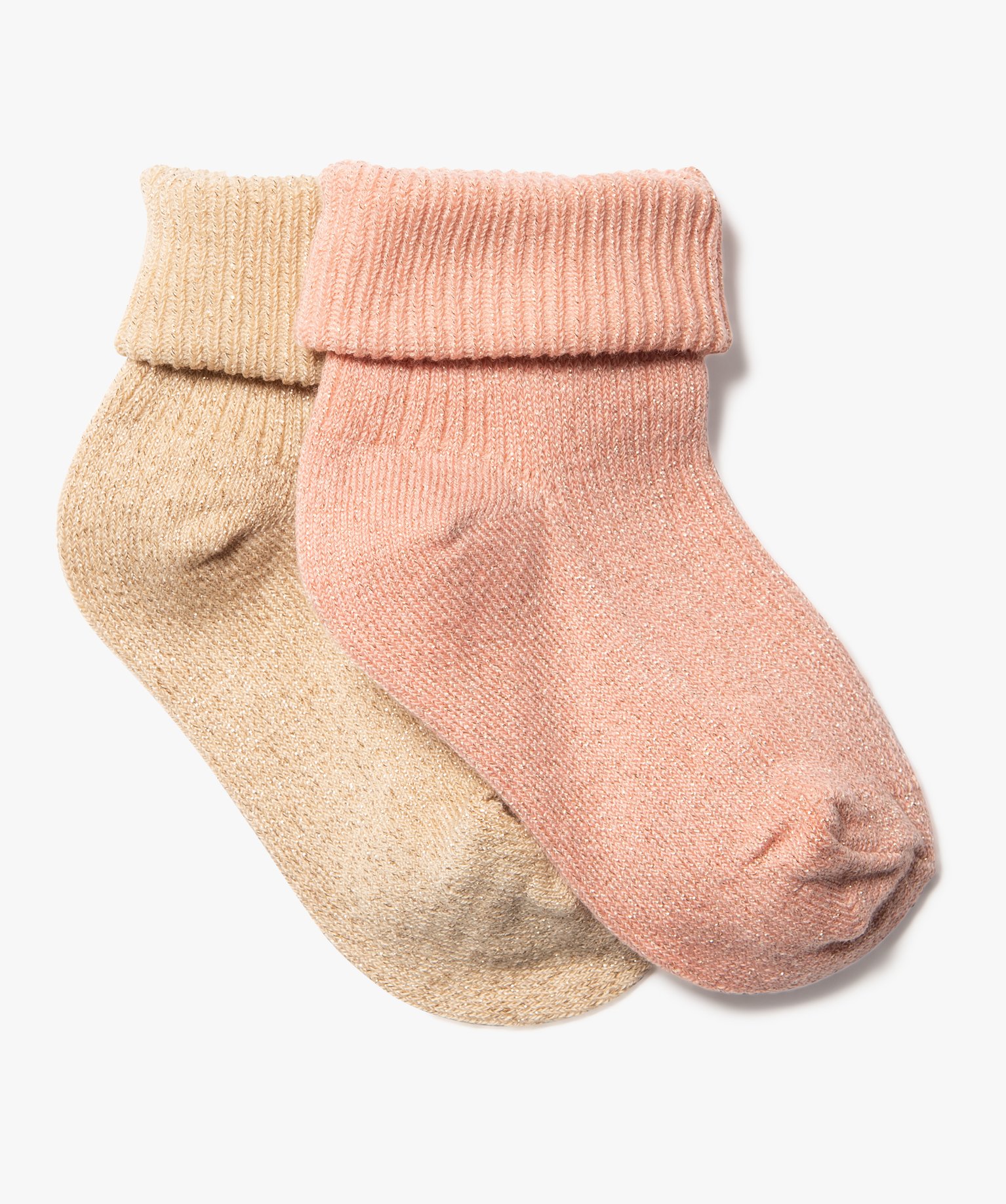 Chaussettes bébé fille en maille ctelée pailletée (lot... rose | GEMO