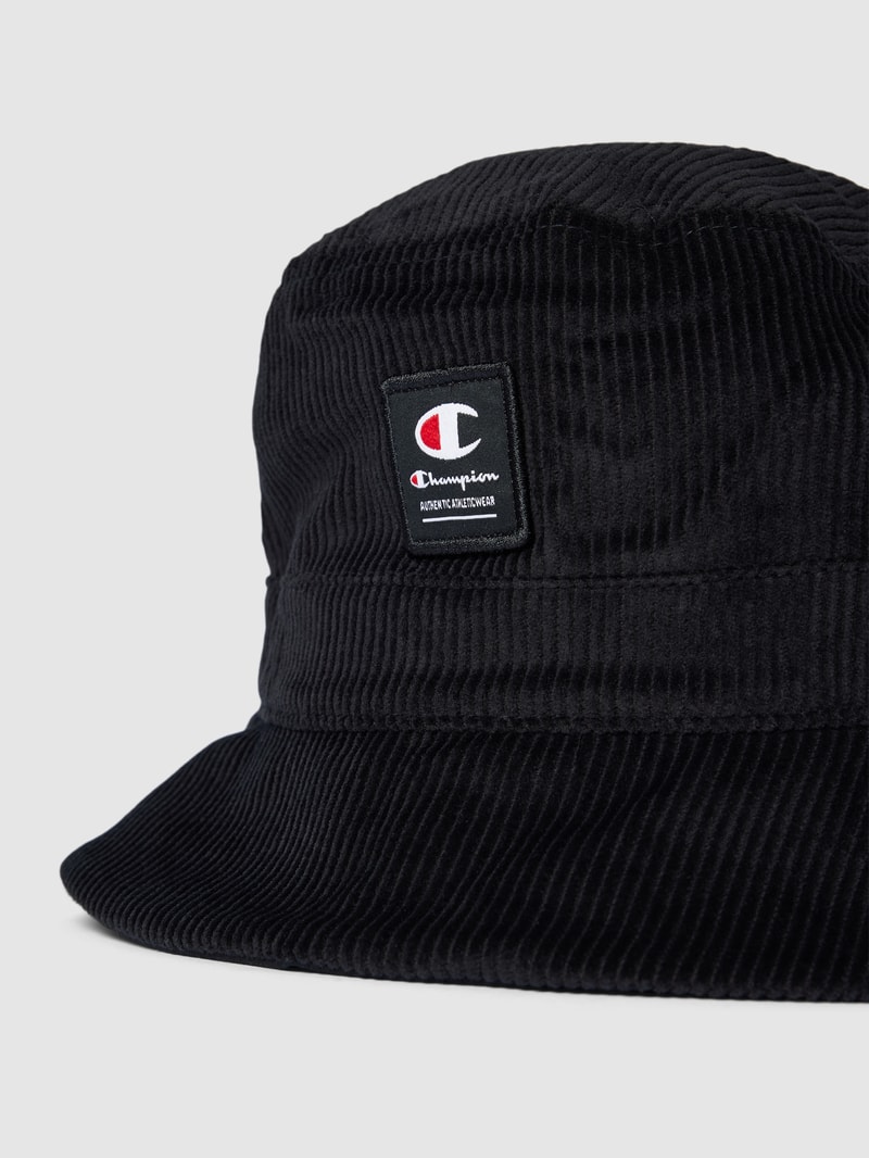 Bucket Hat mit Label-Details in schwarz