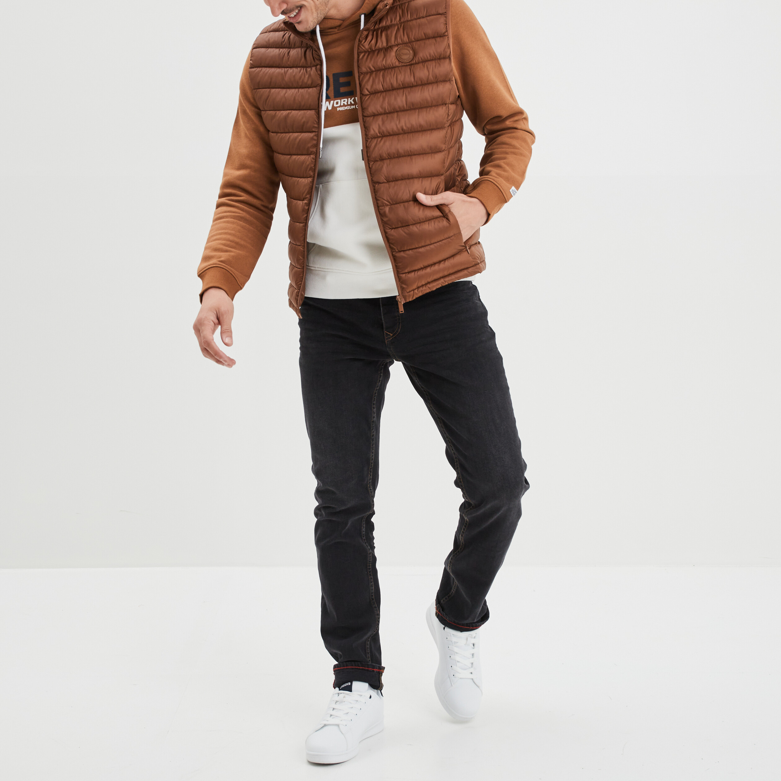 Sweat à capuche hoodie Creeks marron homme | La Halle