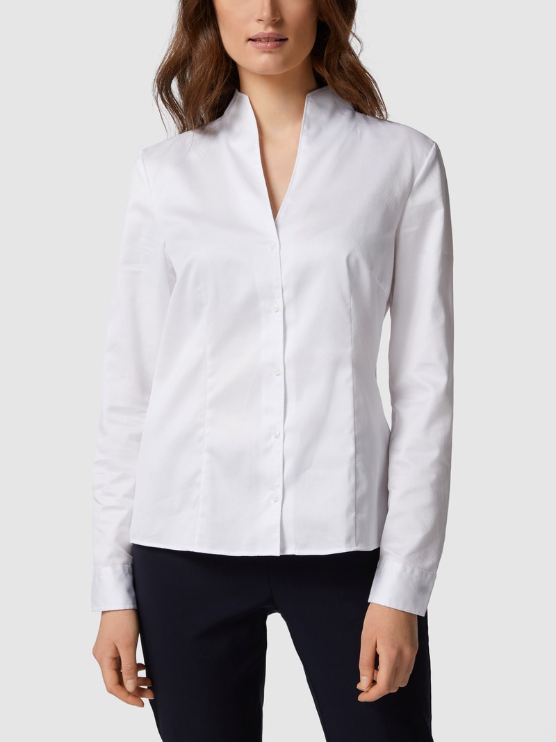 Bluse aus Baumwolle mit Kelchkragen Modell 'Amelia' in weiß