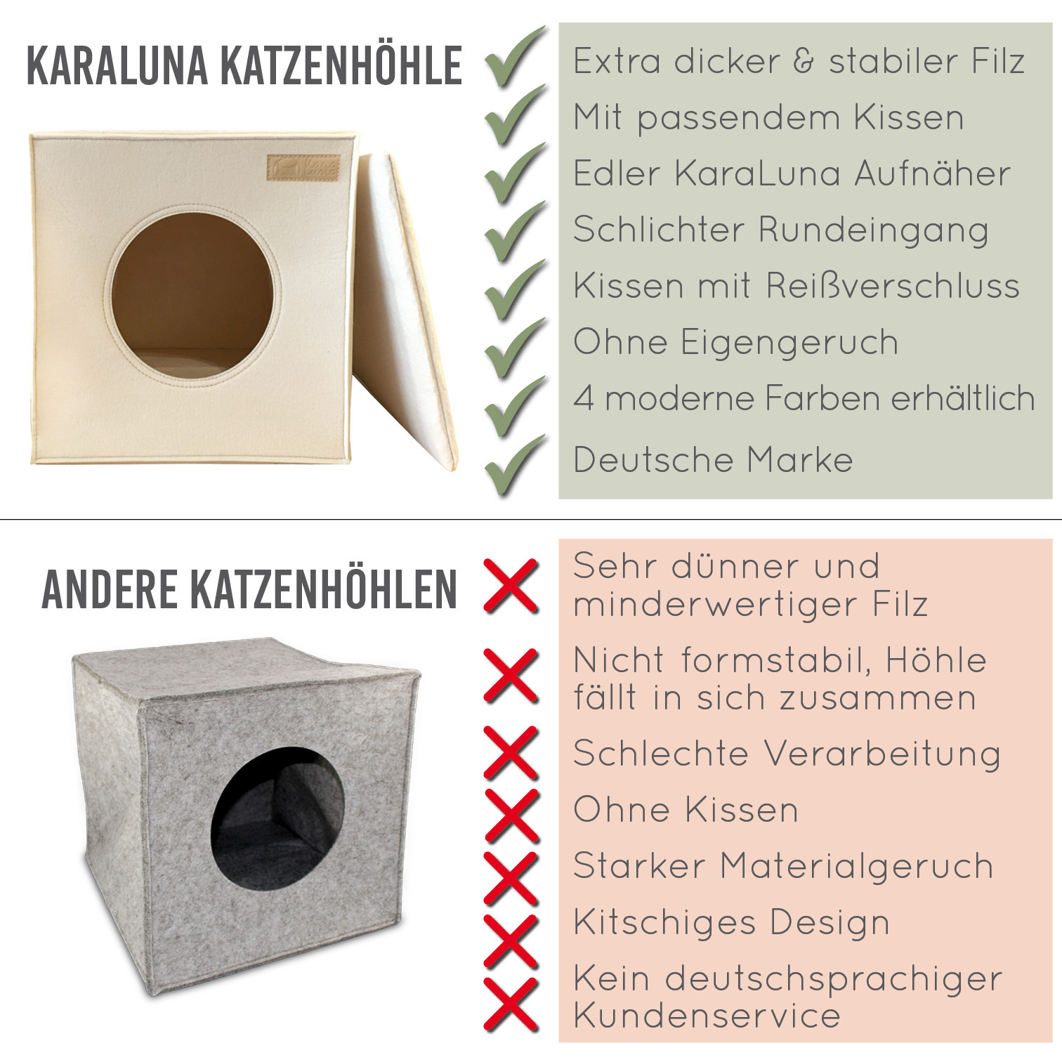KaraLuna Katzenhöhlen KaraLuna Katzenhöhle aus Filz fürs Regal beige