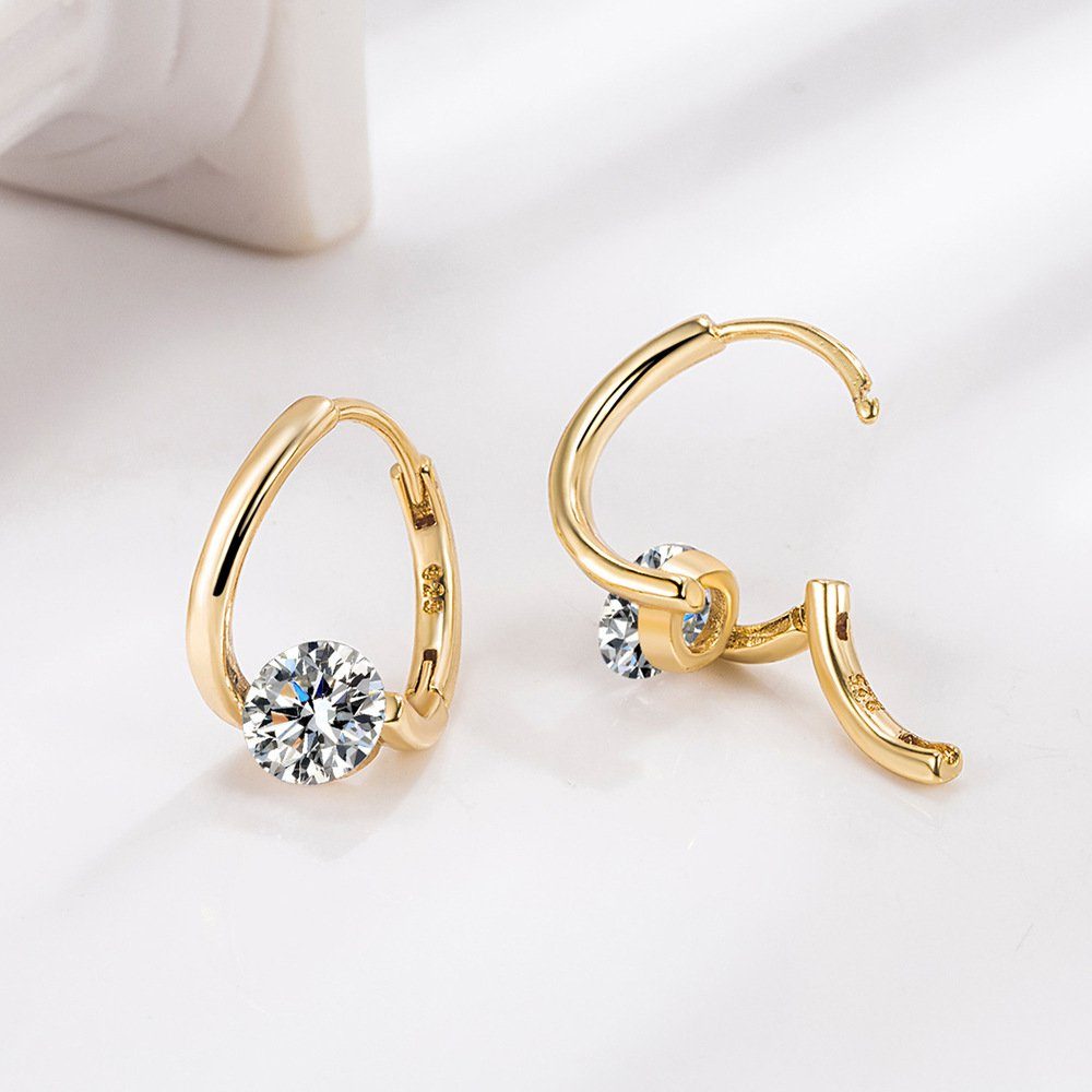 POCHUMIDUU Paar Ohrhänger 925 Sterlingsilber Shiny CZ Creolen (2-tlg., Einzigartige ovale Creolen Huggie), für Frauen Teens Mädchen