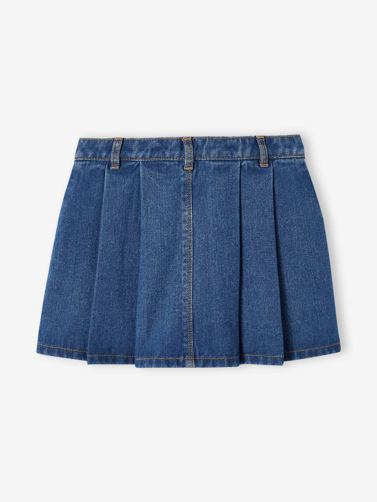 Vertbaudet Mädchen Faltenrock aus Denim - blue stone