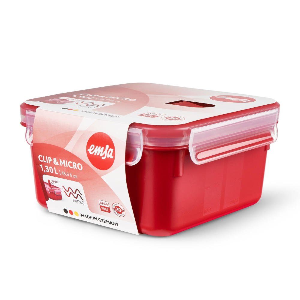 Emsa Frischhaltedose Quadratisch CLIP & MICRO 1.3L, Kunststoff, (1-tlg)