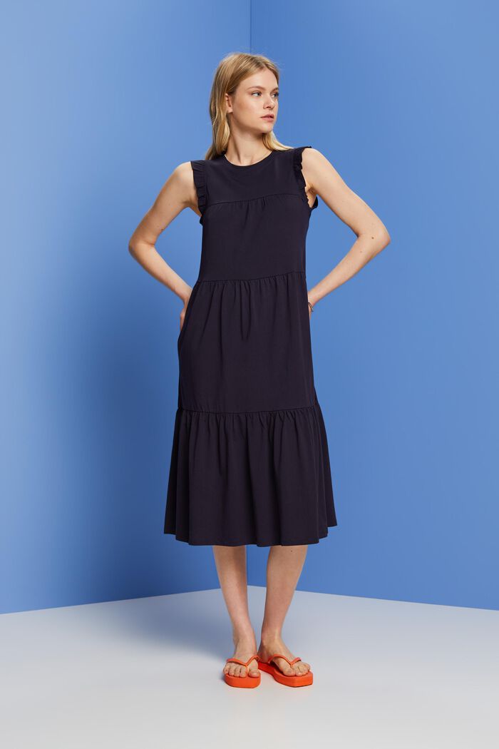 Gemustertes Jersey-Midikleid, 100 % Baumwolle