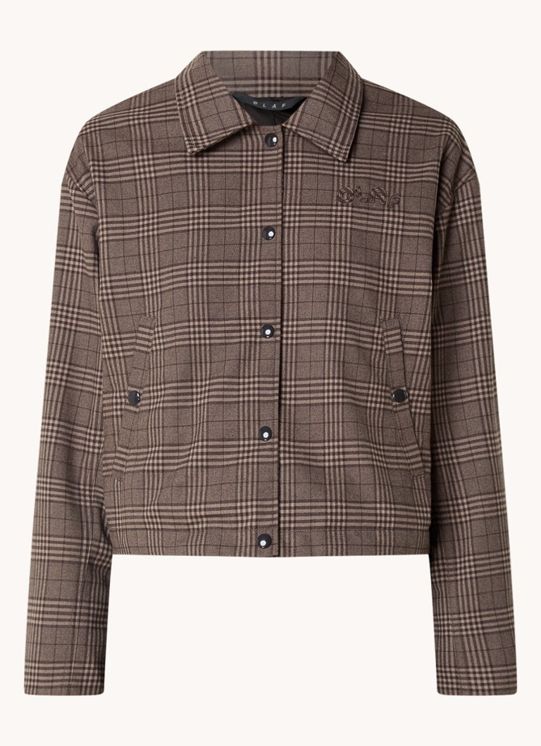 OLAF Jacket in wool blend with checked design and logo