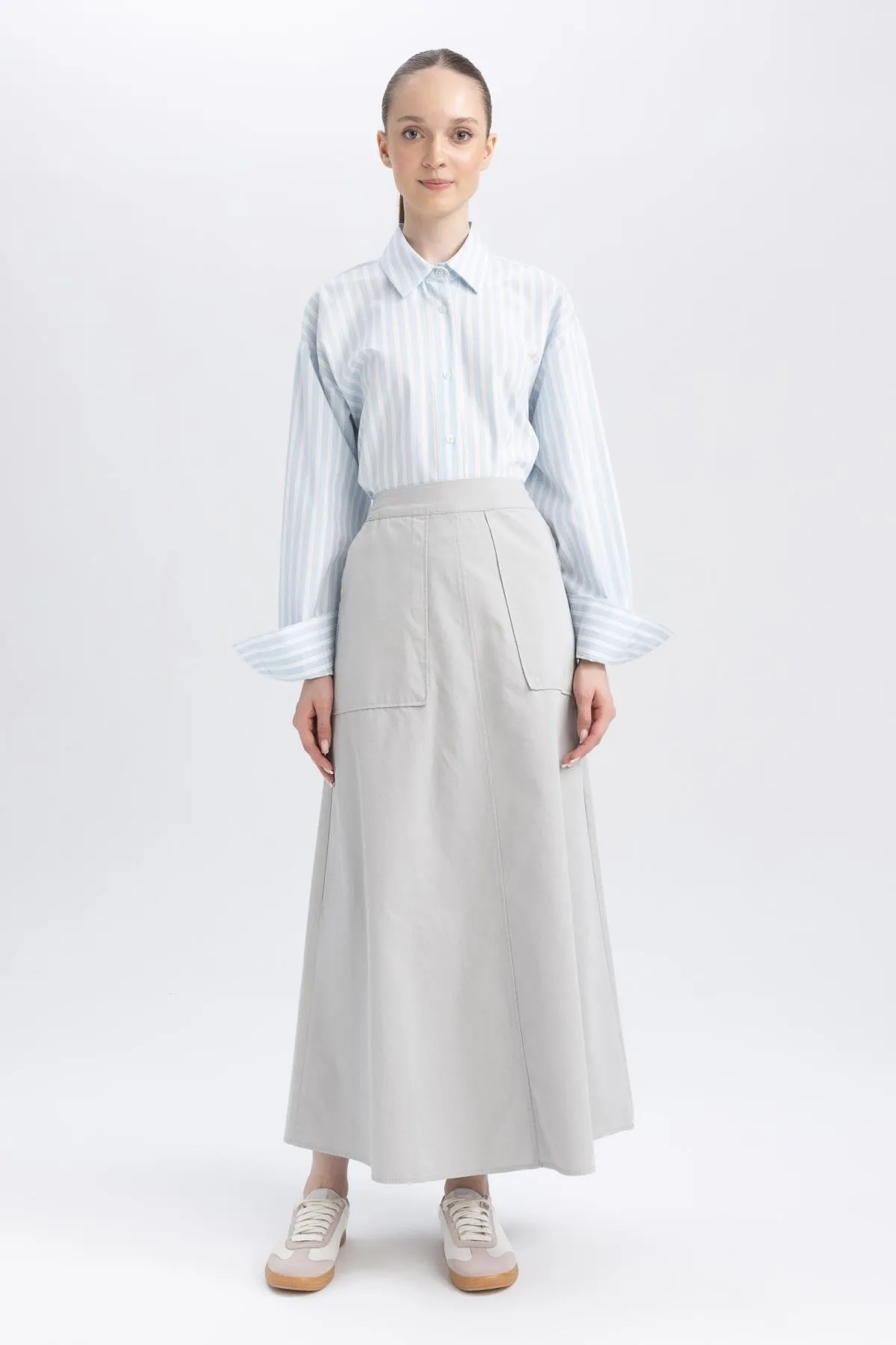 DeFacto  A-Linien-Gabardine-Maxirock A9564ax23au